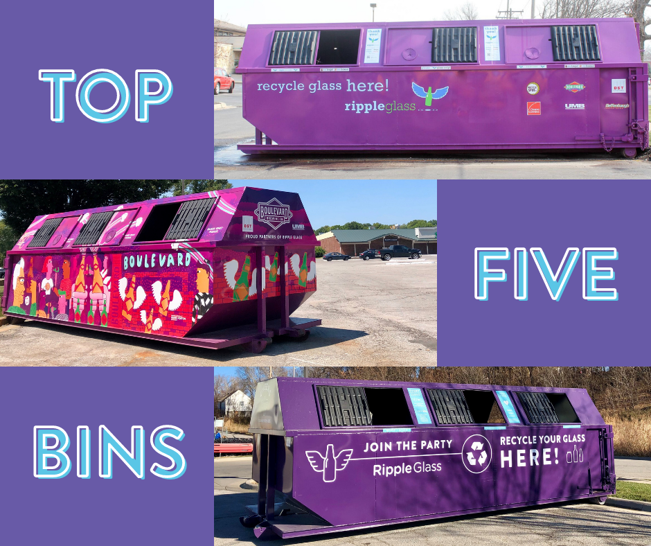 ripple glass top 5 bins