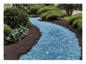 faux glass river made out recycled glass cullet